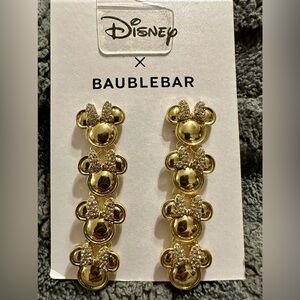 NEW! Disney x BaubleBar Gold Tone Earrings Minnie Mouse Tower